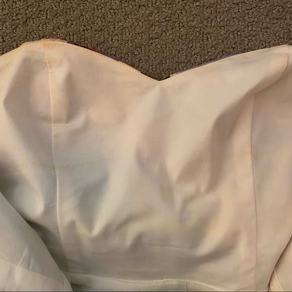 AKIRA Fun Geometric Graphic Strapless Boned Bodice Fit and Flare Dress - Picture 5 of 5